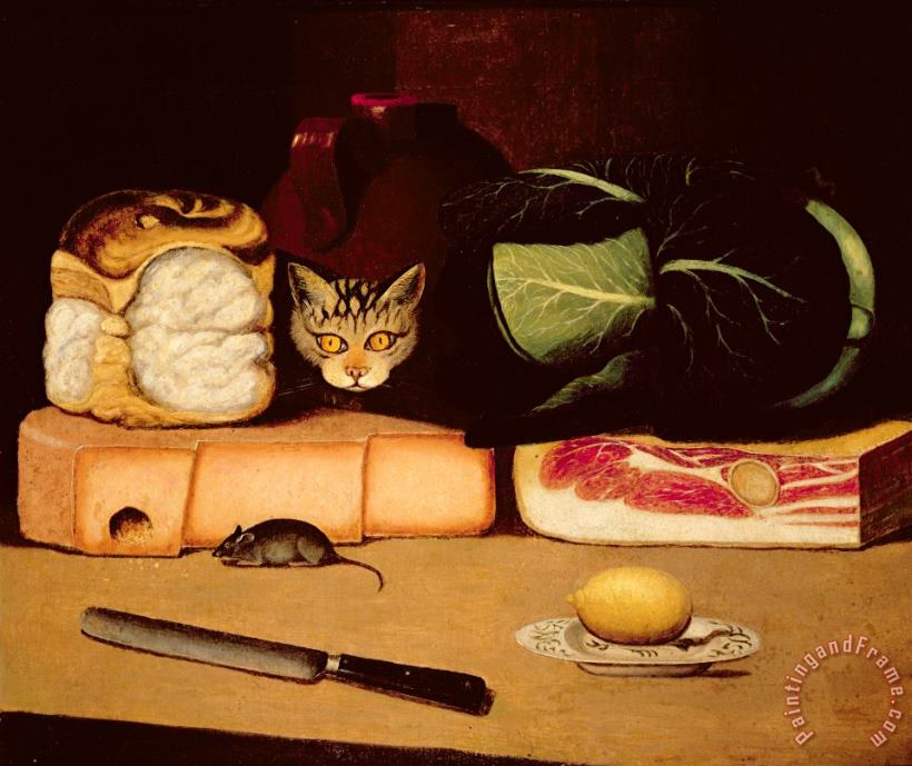 Others Still Life with Cat and Mouse Art Painting