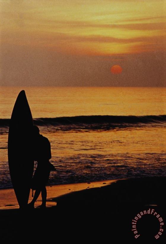 Surfing At Sunset painting - Others Surfing At Sunset Art Print