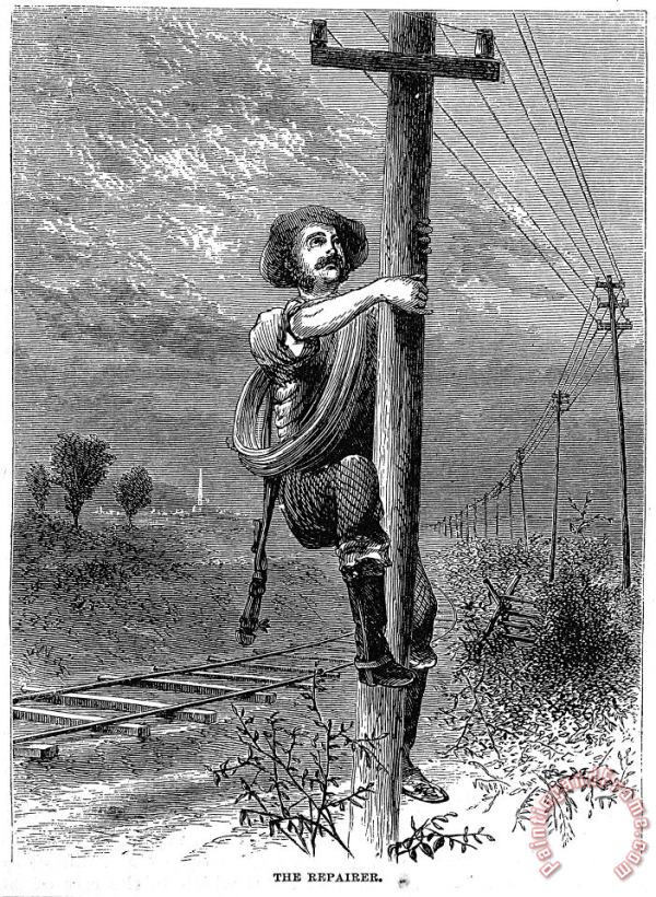 Others Telegraph Repair Man, 1873 Art Painting