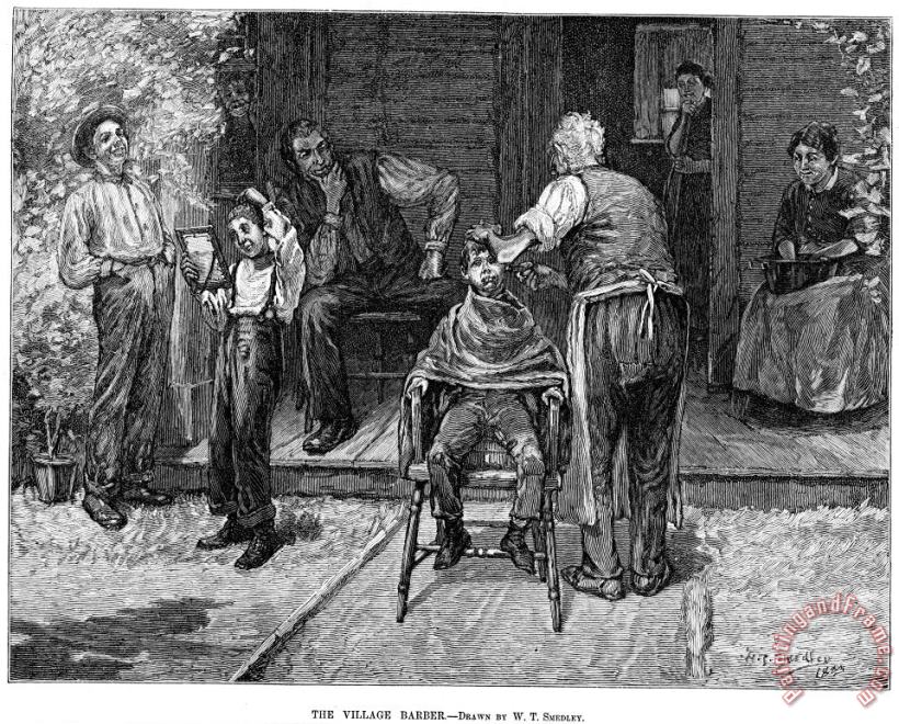 Others The Village Barber, 1883 Art Print