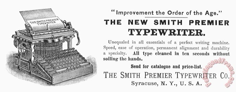 Typewriter Ad, 1890 painting - Others Typewriter Ad, 1890 Art Print