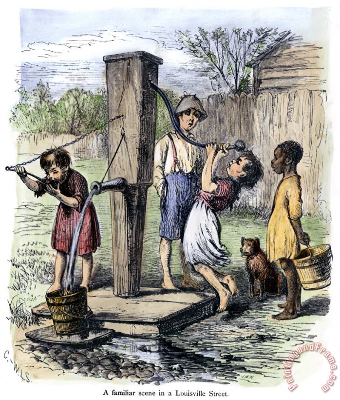 Others WATER PUMP, c1880 Art Painting