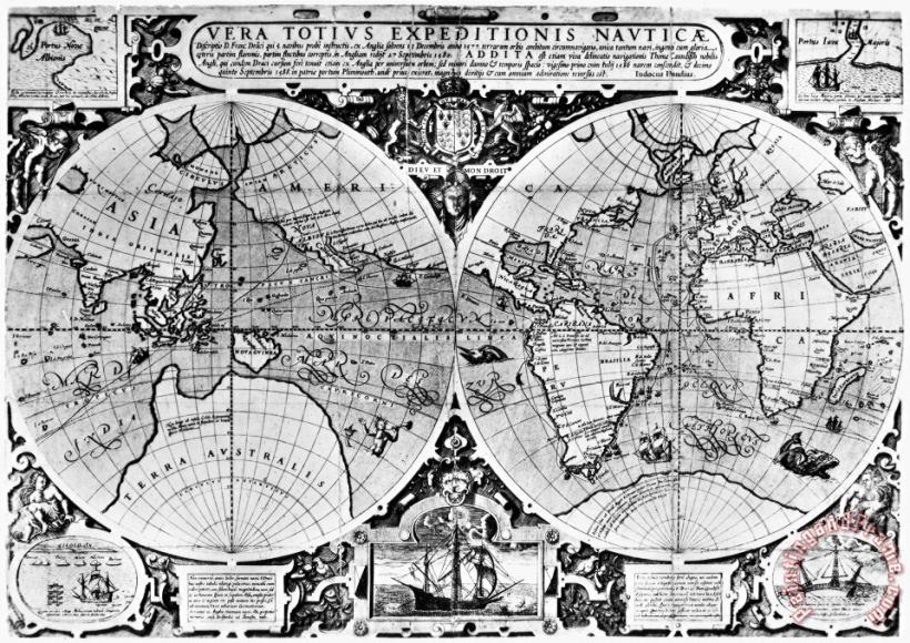 WORLD MAP, 16th CENTURY painting - Others WORLD MAP, 16th CENTURY Art Print