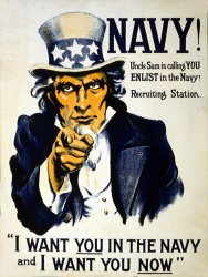 Others World War I 1914 1918 American Recruitment Poster 1917 Navy Uncle Sam Is Calling You