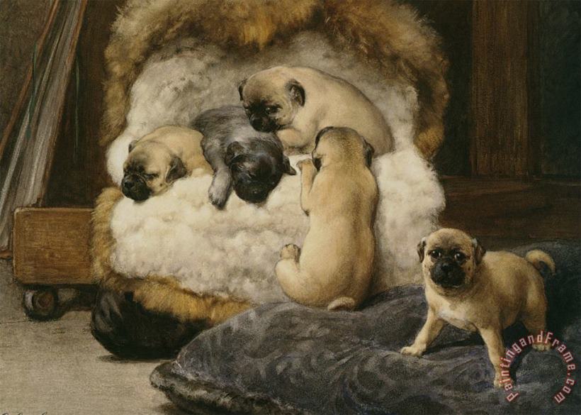 Otto Eerelman Nest Met Jonge Mastiffs Art Painting