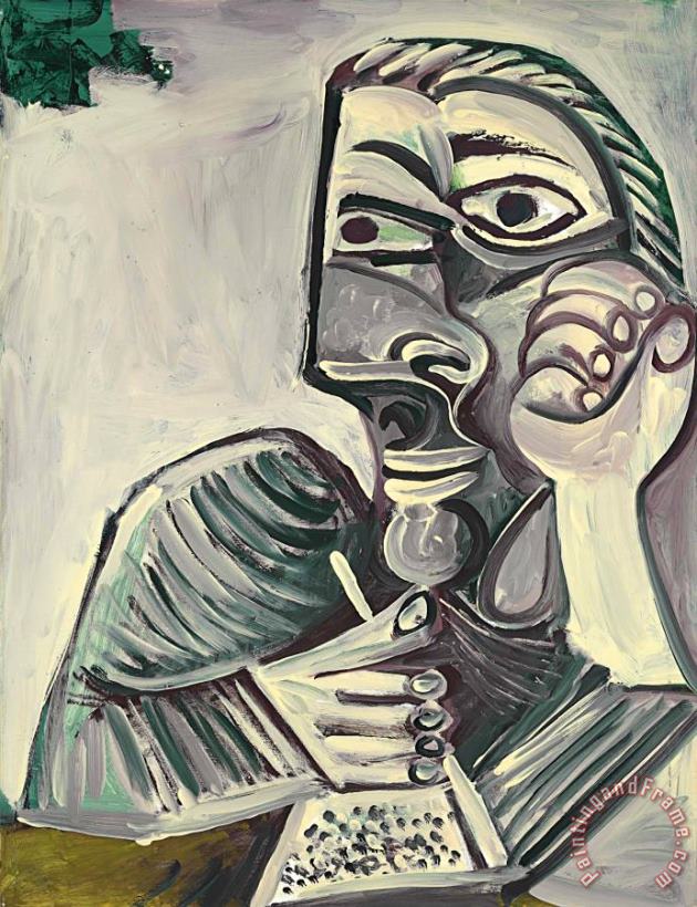 Buste D'homme Ecrivant (autoportrait) painting - Pablo Picasso Buste D'homme Ecrivant (autoportrait) Art Print