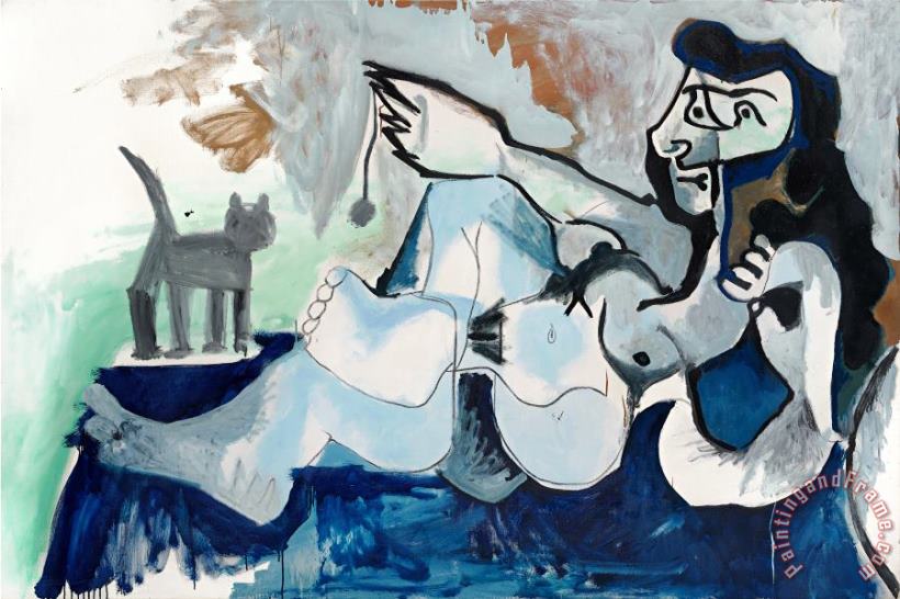 Pablo Picasso Femme Nue Couchee Jouant Avec Un Chat, 1964 Art Print