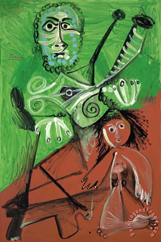 Pablo Picasso Homme Et Enfant, 1969 Art Painting