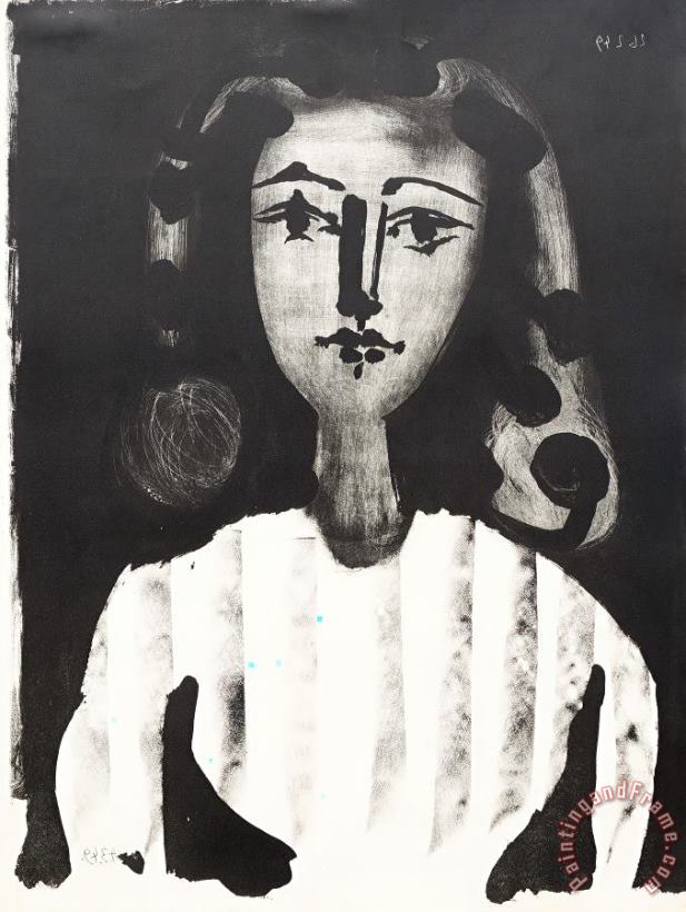 Pablo Picasso Jeune Fille Au Corsage Raye, 1949 Art Painting