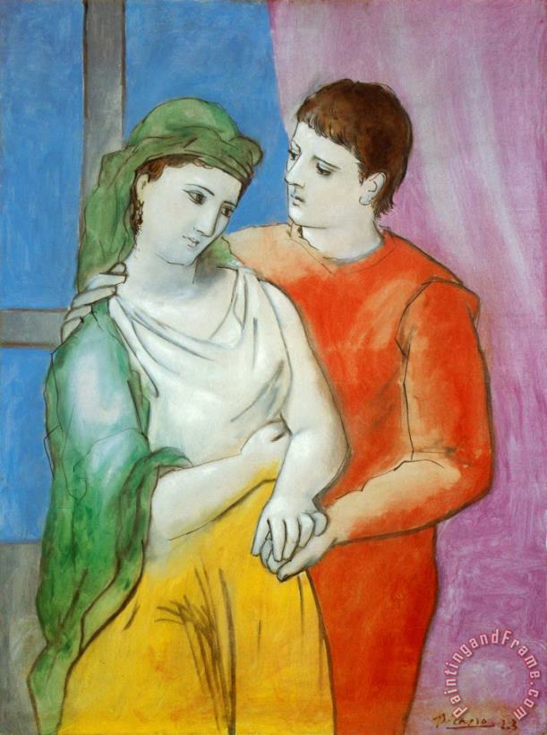 Masterworks of Art The Lovers painting - Pablo Picasso Masterworks of Art The Lovers Art Print