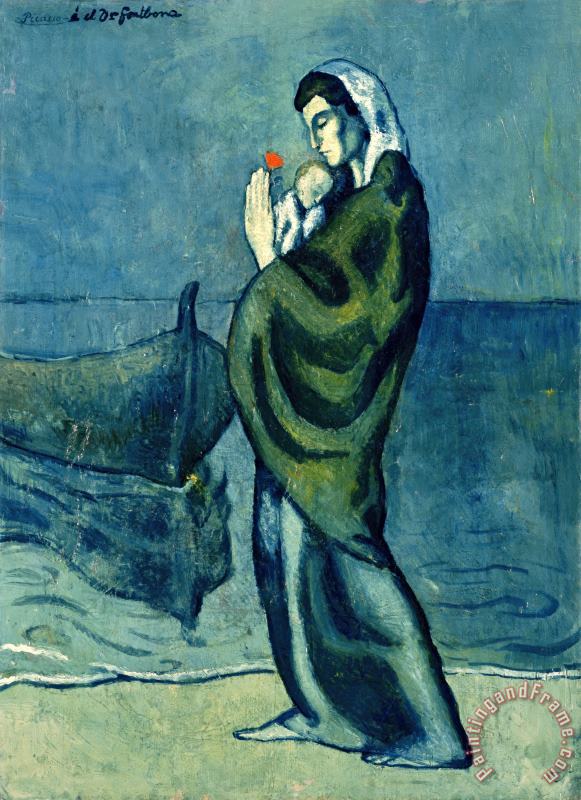 Pablo Picasso Mother And Child on The Beach 1902 Art Painting