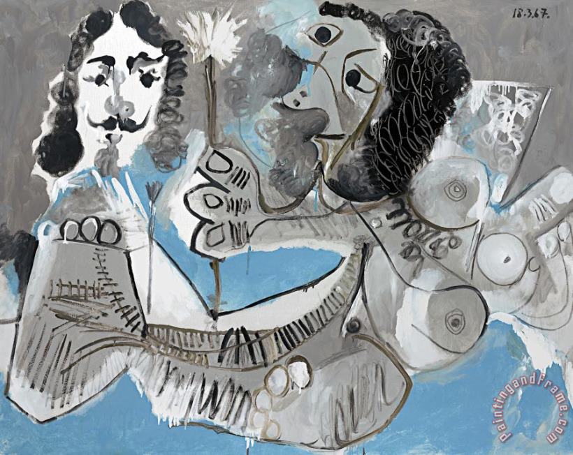 Mousquetaire Et Femme a La Fleur painting - Pablo Picasso Mousquetaire Et Femme a La Fleur Art Print
