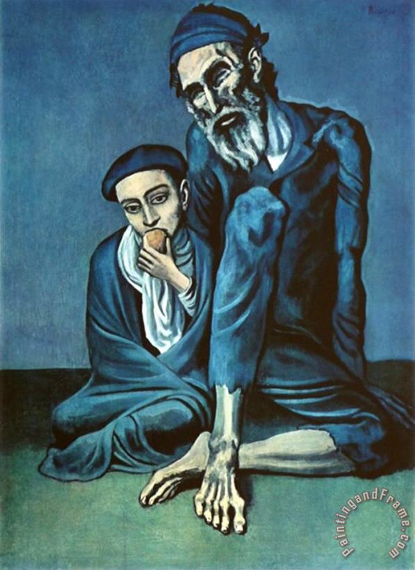 Old Beggar with a Boy painting - Pablo Picasso Old Beggar with a Boy Art Print