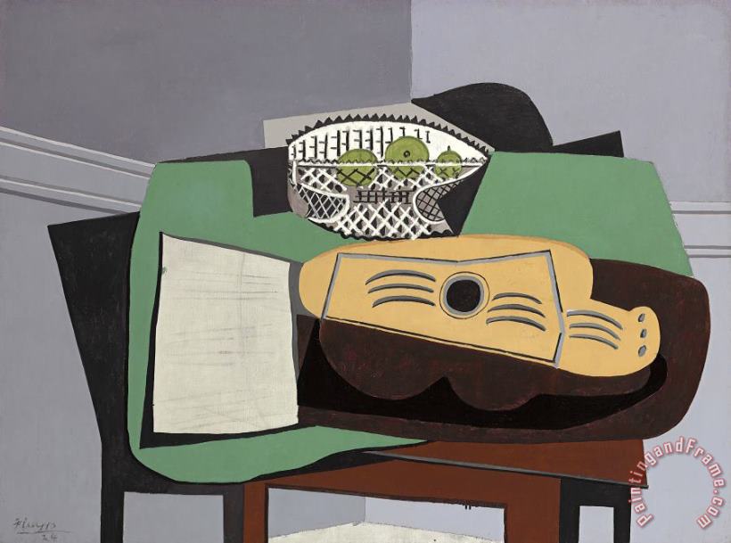 Partition, Guitare, Compotier, 1924 painting - Pablo Picasso Partition, Guitare, Compotier, 1924 Art Print