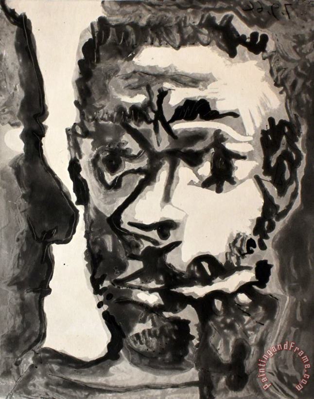 Smoker with a Man Fumeur Avec Un Homme, 1964 painting - Pablo Picasso Smoker with a Man Fumeur Avec Un Homme, 1964 Art Print