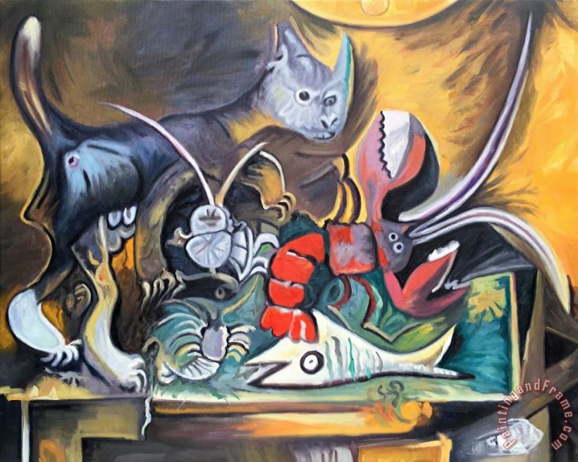 Pablo Picasso Still Life with Cat And Lobster 1962 Art Painting