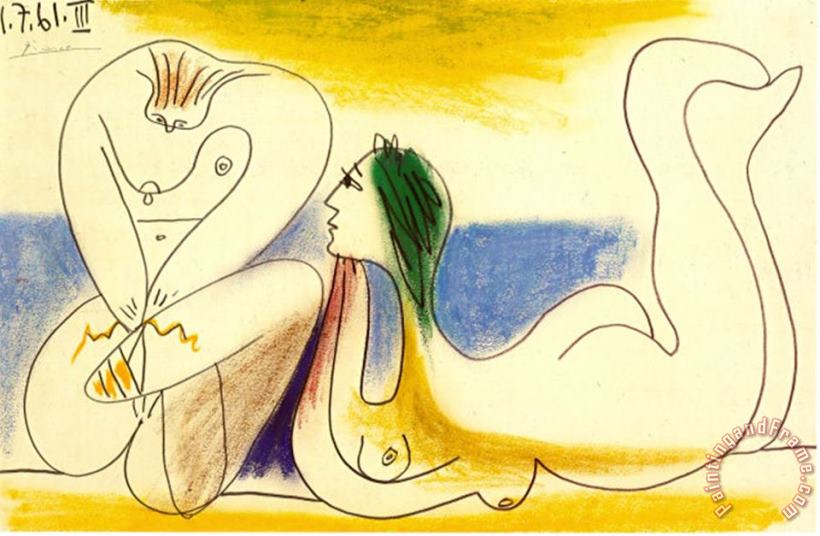 Sur La Plage 1961 painting - Pablo Picasso Sur La Plage 1961 Art Print