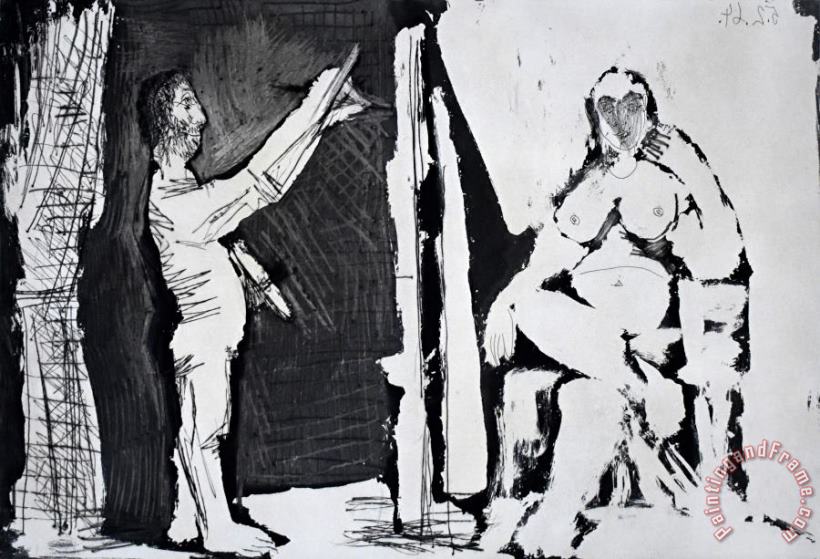 Pablo Picasso The Painter And His Model Le Peintre Et Son Modele, 1964 Art Painting