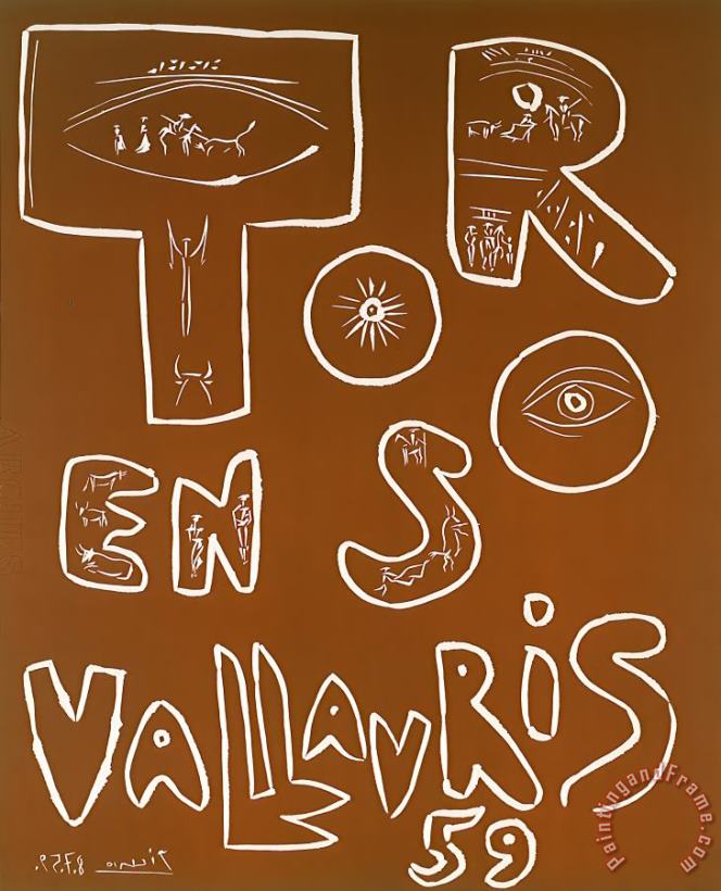 Toros En Vallauris 59, 1959 painting - Pablo Picasso Toros En Vallauris 59, 1959 Art Print