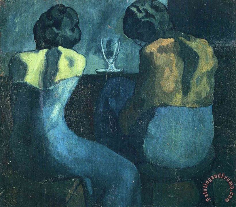 Two Women Sitting at a Bar 1902 painting - Pablo Picasso Two Women Sitting at a Bar 1902 Art Print