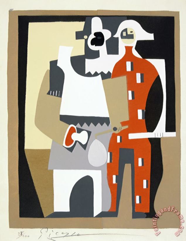 Untitled (pierrot And Harlequin) painting - Pablo Picasso Untitled (pierrot And Harlequin) Art Print