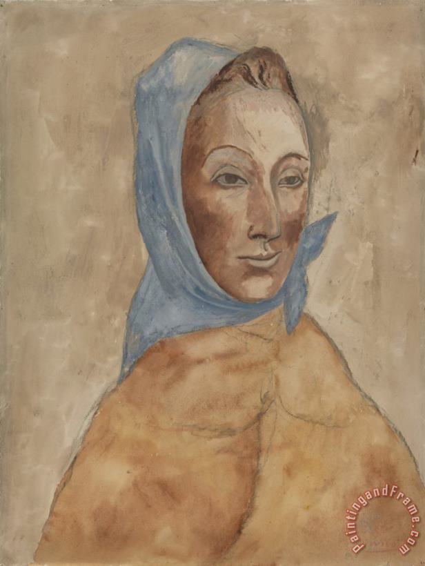 Woman with Kerchief (portrait of Fernande Olivier) painting - Pablo Picasso Woman with Kerchief (portrait of Fernande Olivier) Art Print