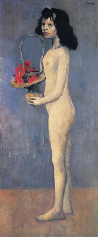 Pablo Picasso Young Naked Girl with Flower Basket 1905 Art Print