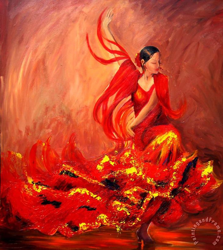 Fire of Life Flamenco painting - pallet Fire of Life Flamenco Art Print