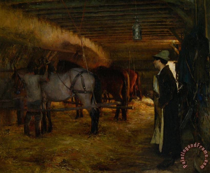A Stable painting - Pascal Adolphe Jean Dagnan Bouveret A Stable Art Print