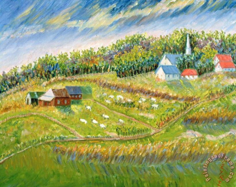 Farm With Sheep painting - Patricia Eyre Farm With Sheep Art Print