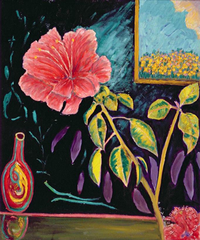 Hibiscus With Vase painting - Patricia Eyre Hibiscus With Vase Art Print