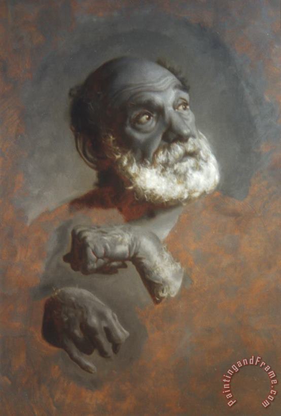 Grisaille Study of Bearded Man for Agape painting - Patrick Devonas Grisaille Study of Bearded Man for Agape Art Print
