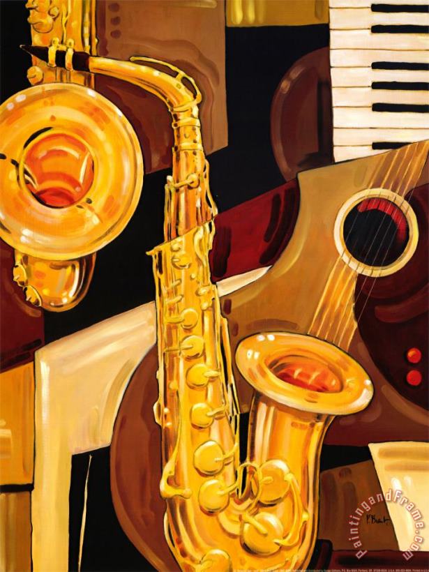 Abstract Sax painting - Paul Brent Abstract Sax Art Print