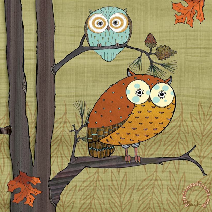 Awesome Owls I painting - Paul Brent Awesome Owls I Art Print