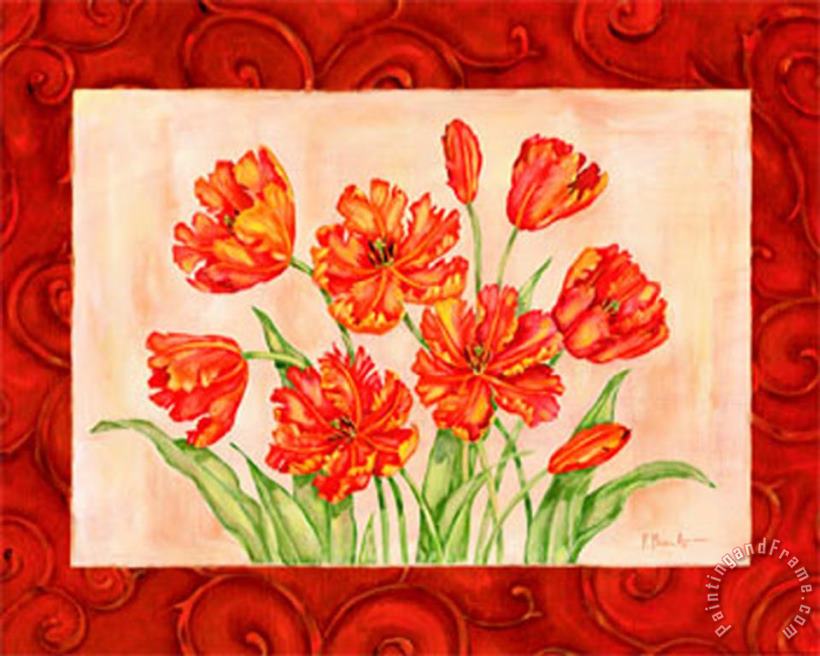 Linen Scroll Tulip painting - Paul Brent Linen Scroll Tulip Art Print