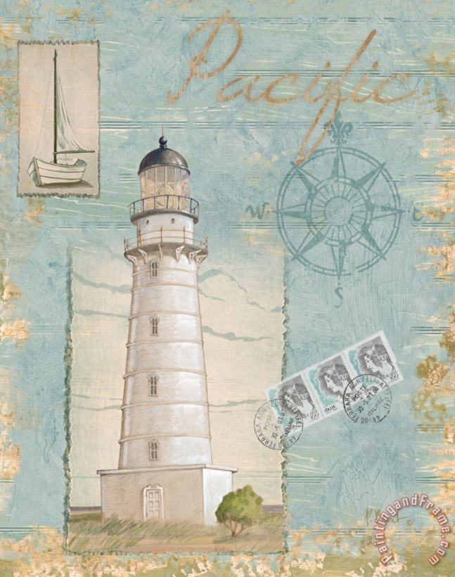 Seacoast Lighthouse II painting - Paul Brent Seacoast Lighthouse II Art Print