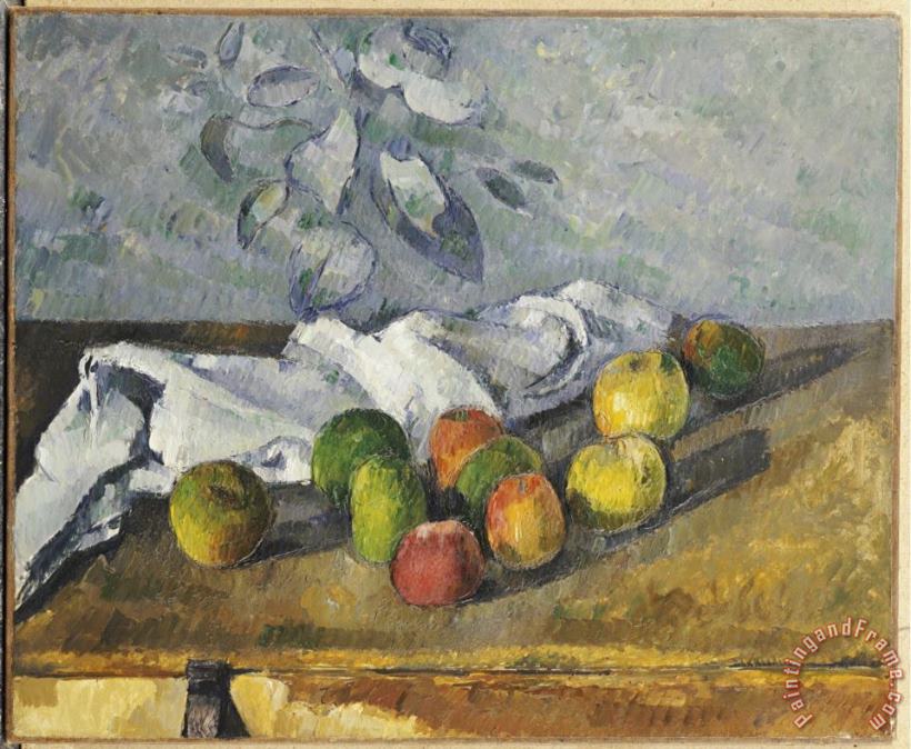Apples And a Napkin painting - Paul Cezanne Apples And a Napkin Art Print