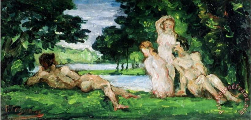 Paul Cezanne Bathers Male And Female Art Painting
