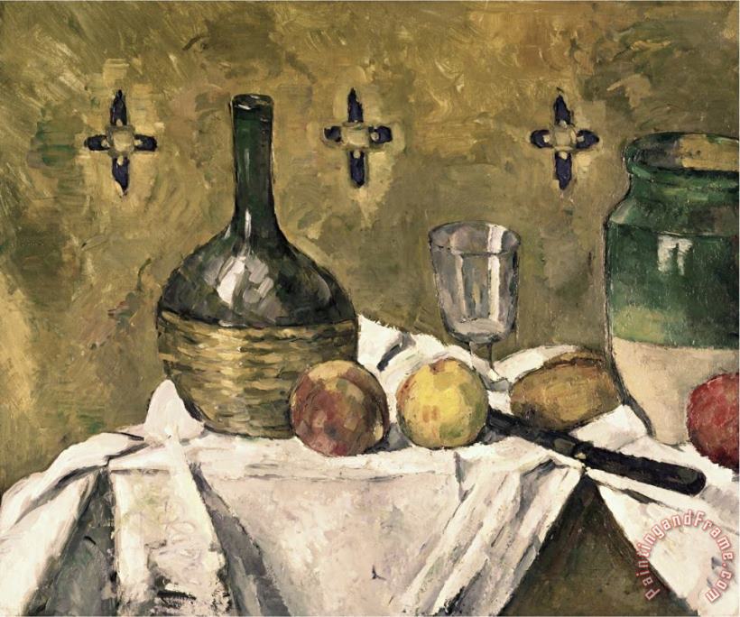 Paul Cezanne Glass And Fruit Flask Art Print