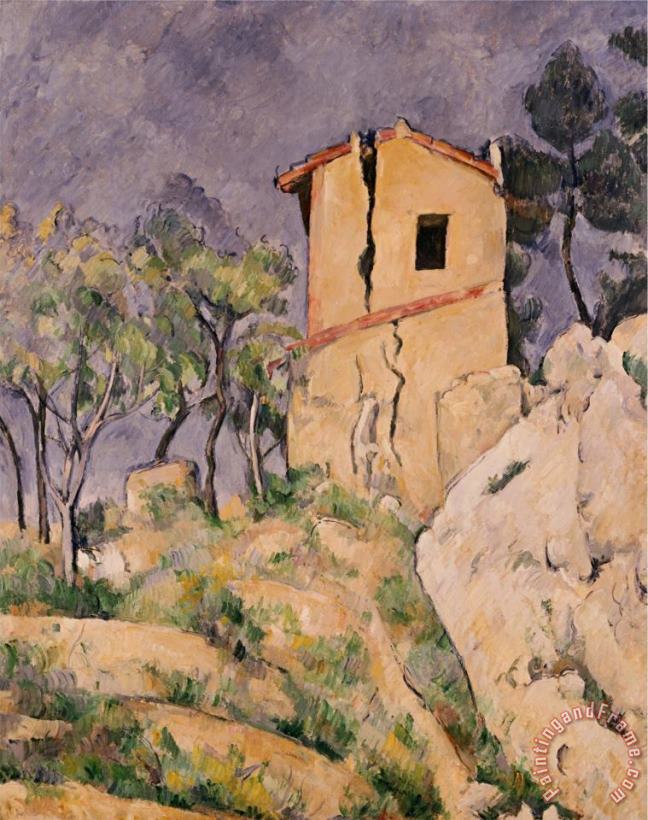 Paul Cezanne House with Cracked Wall Art Painting