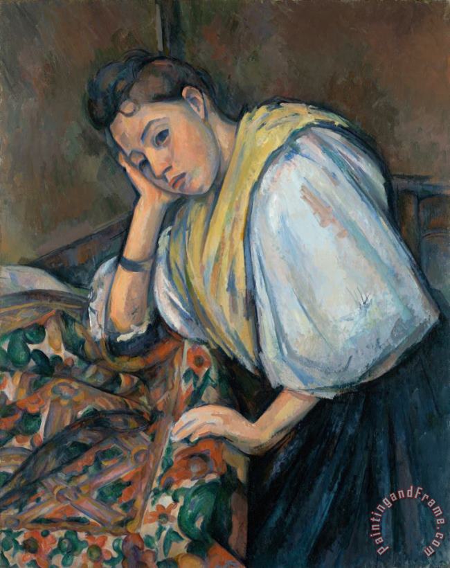 Paul Cezanne Italian Girl Leaning on a Table Art Print