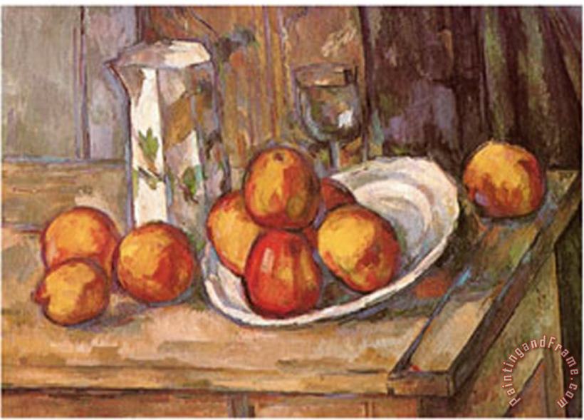 Paul Cezanne Kettle Glass And Plate with Fruit Art Print