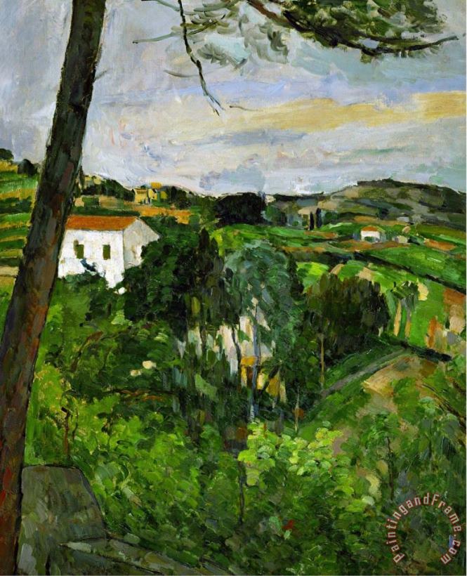 Paul Cezanne Landscape with Red Rooftops Also Called Pine Tree at L Estaque 1876 Art Print