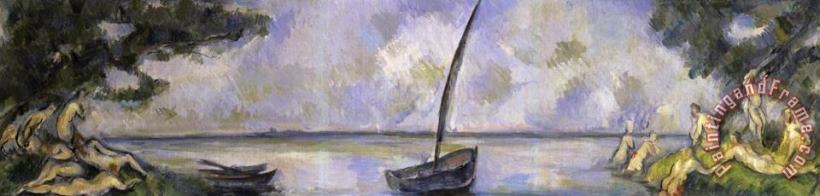 Les Baigneuses Et La Barque painting - Paul Cezanne Les Baigneuses Et La Barque Art Print