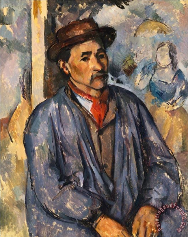 Paul Cezanne Man in a Blue Smock Art Painting