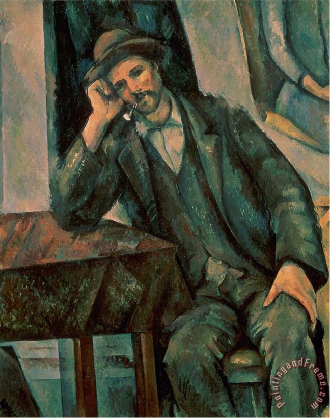 Paul Cezanne Man Smoking a Pipe 1890 92 Art Print