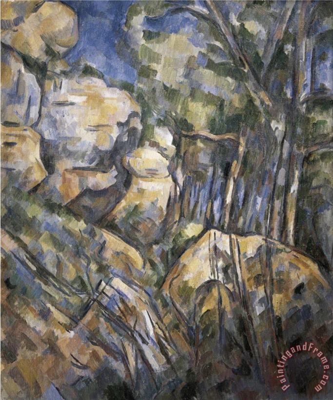 Paul Cezanne Rocks Near The Caves Below The Chateau Noir Art Print