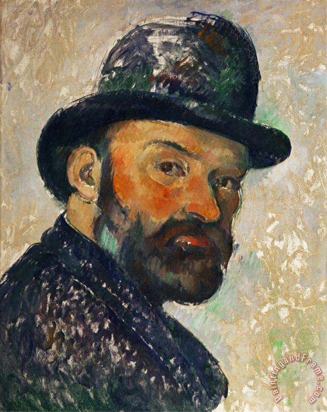 Self Portrait with Bowler Hat Sketch 1885 1886 painting - Paul Cezanne Self Portrait with Bowler Hat Sketch 1885 1886 Art Print