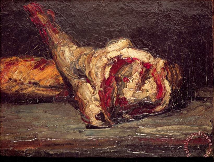 Still Life of a Leg of Mutton And Bread 1865 painting - Paul Cezanne Still Life of a Leg of Mutton And Bread 1865 Art Print