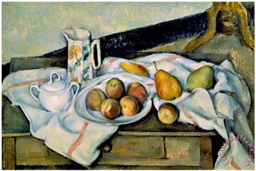 Still Life of Peaches And Pears painting - Paul Cezanne Still Life of Peaches And Pears Art Print